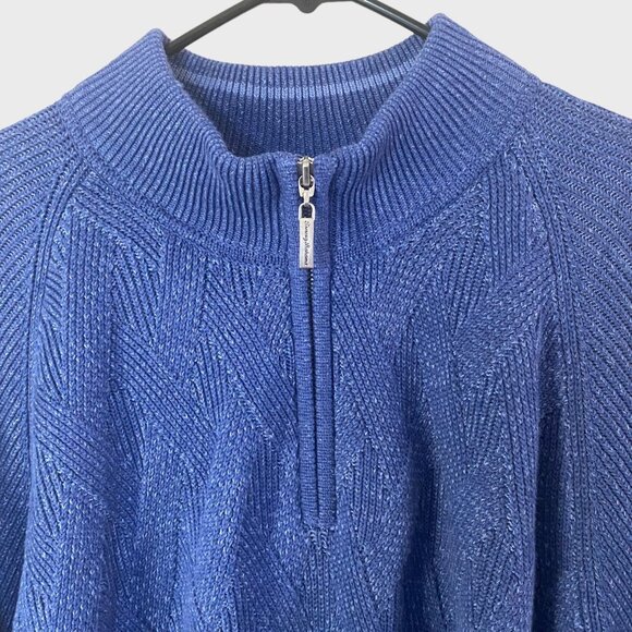 Tommy Bahama Napa Ridge 1/4 Zip Sweater Men's XXL Blue Ribbed Knit Long-Sleeve - Picture 5 of 12